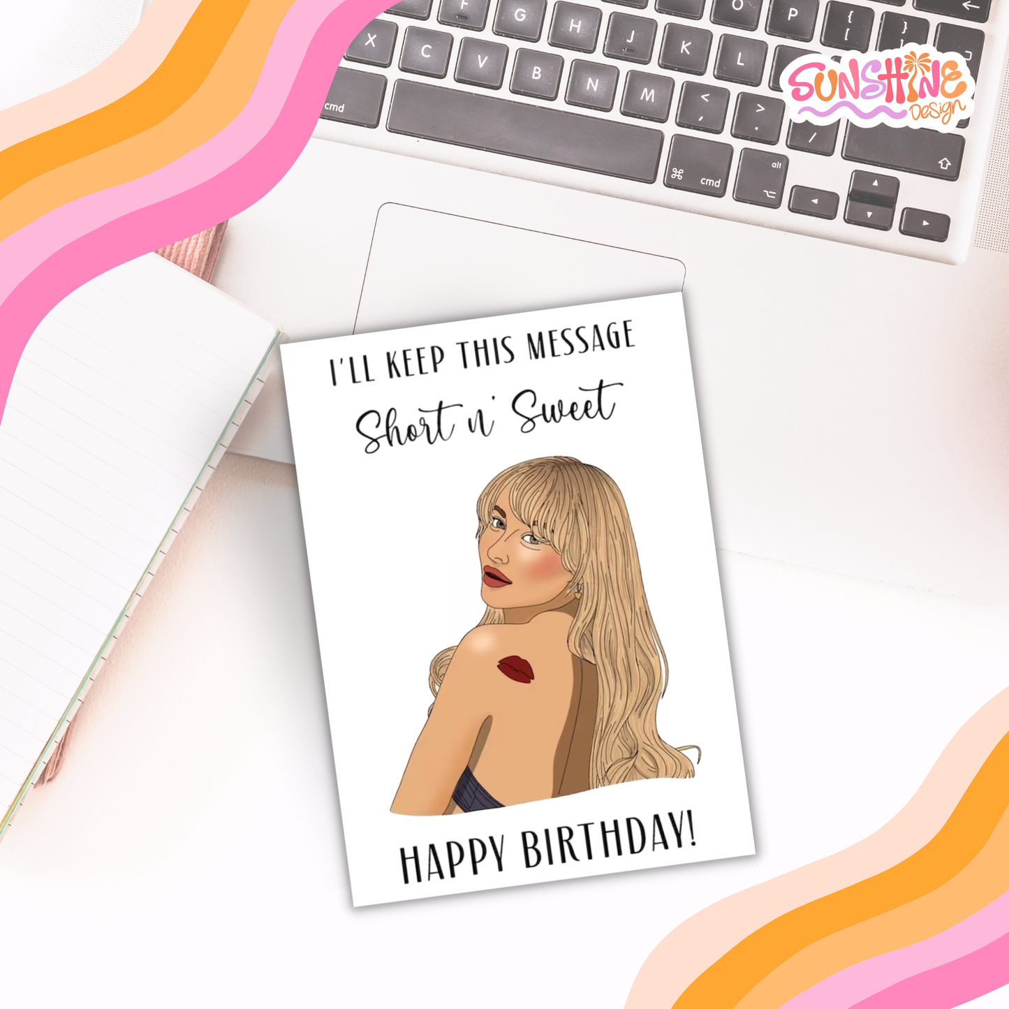 Cartão de aniversário curto e doce