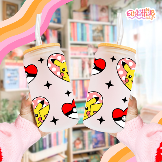 Copo de vidro em forma de coração elétrico