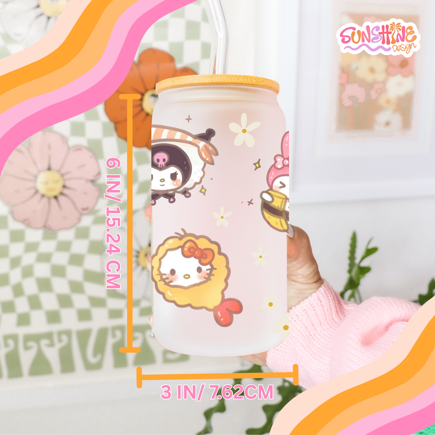 Sushi Kitty Glass Cup