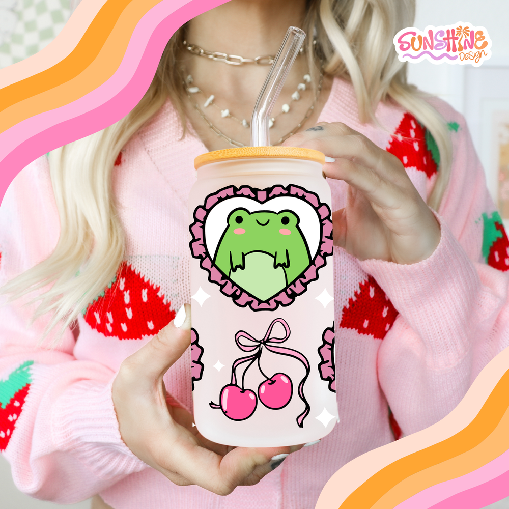 Cute Froggie Glass Cup