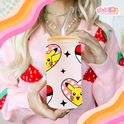 Copo de vidro em forma de coração elétrico