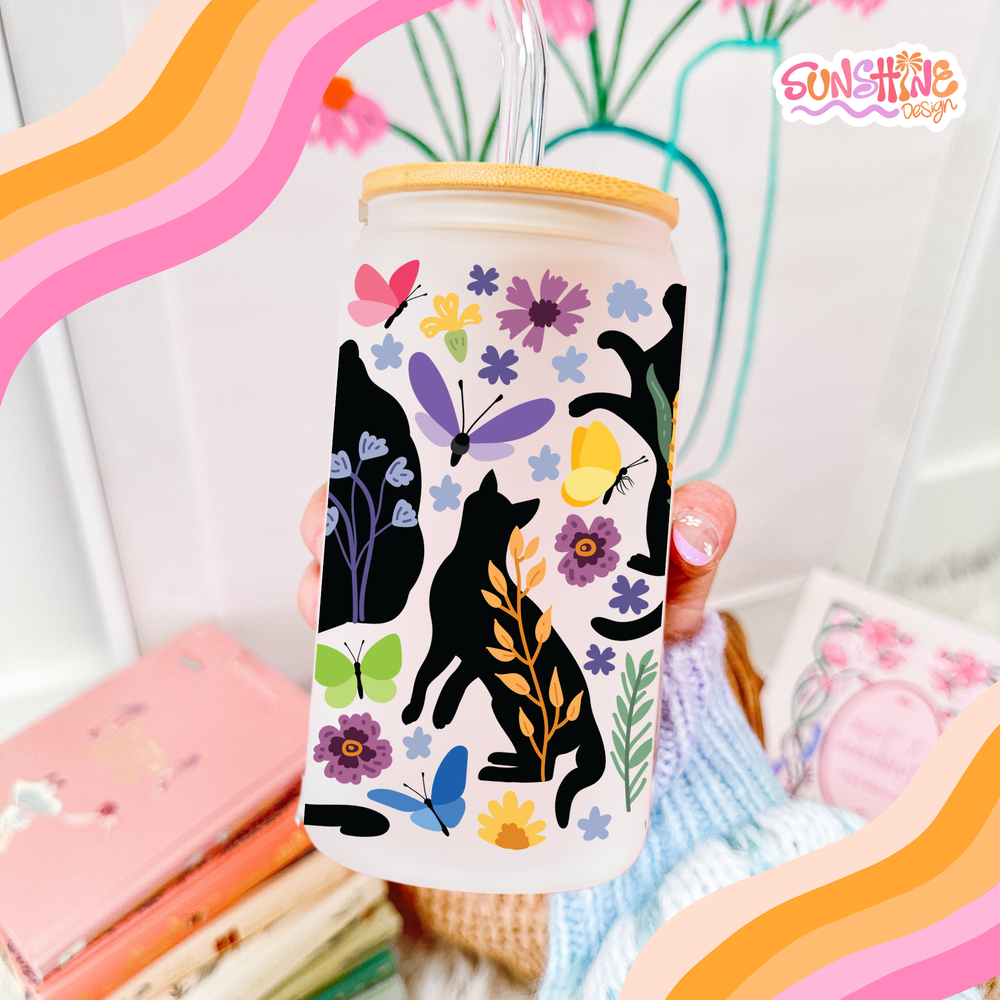 Blooming Cat Glass Cup