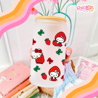 Load image into Gallery viewer, Strawberry Kitty Glass Cup

