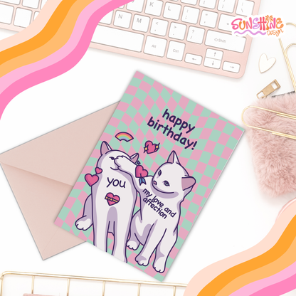 Cartão de aniversário com amor e carinho