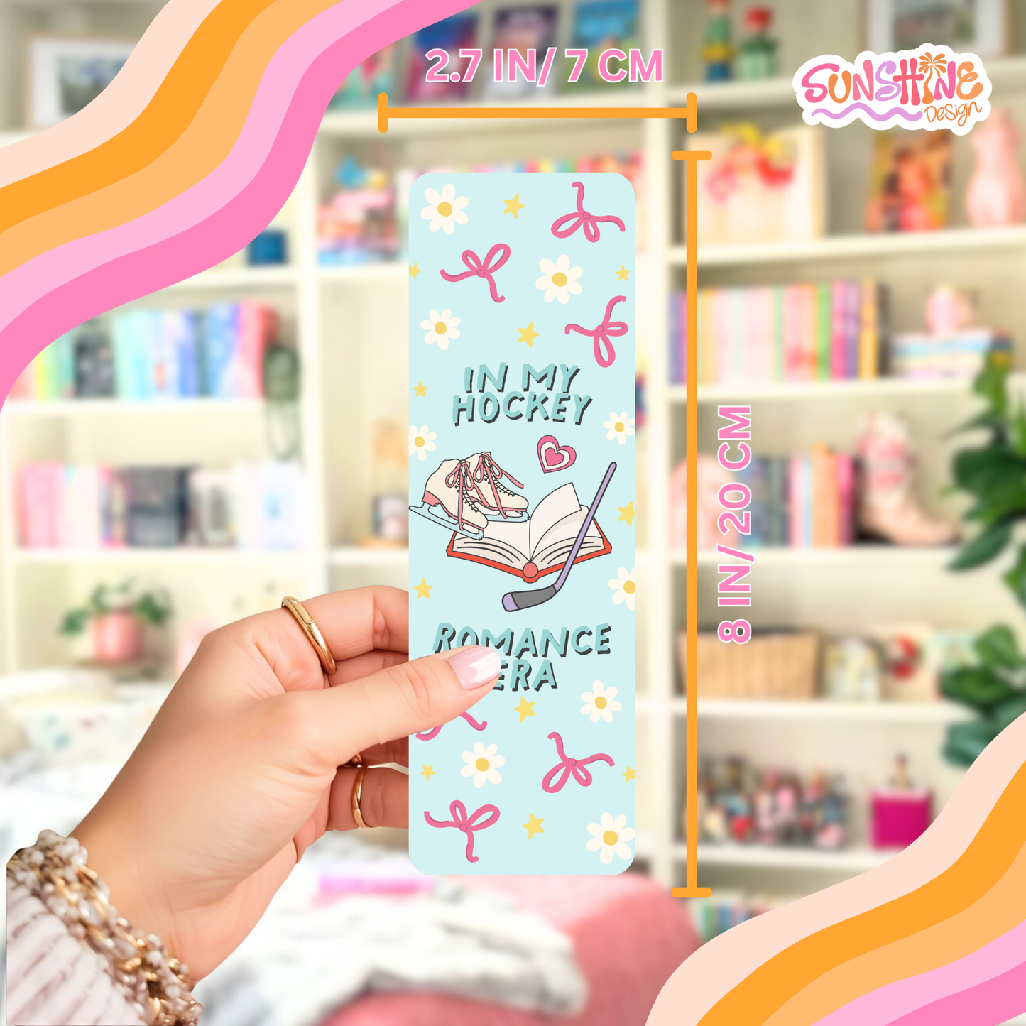 Marcador de página sobre romance no hóquei