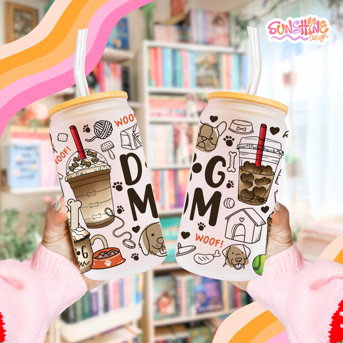 Copo de vidro para mãe de cão