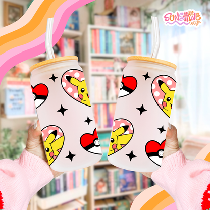 Copo de vidro em forma de coração elétrico