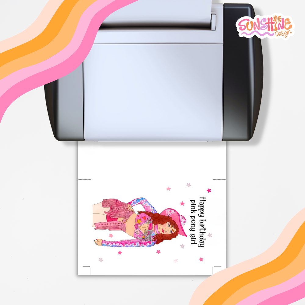 Pink Pony Girl Birthday Card