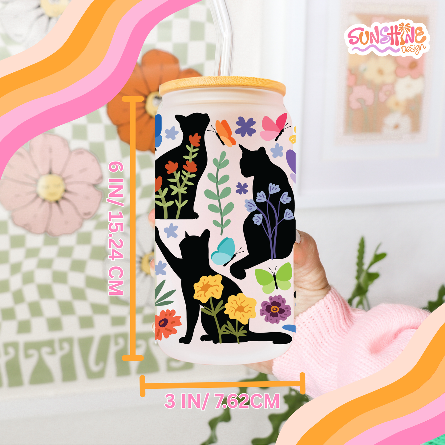 Copo de vidro Blooming Cat