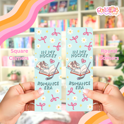 Marcador de página sobre romance no hóquei