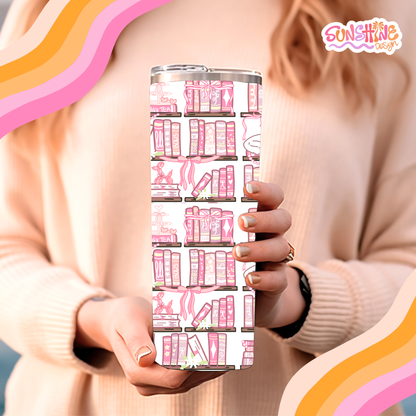 Copo Tumbler para amantes de livros e gatos